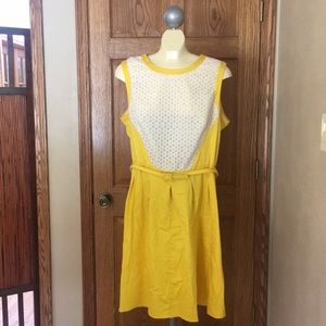 London Style Yellow Dress With White Lace